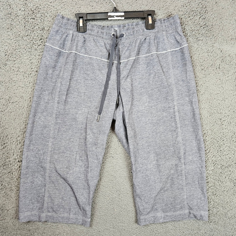 Lululemon Athletica Women 10 Gray Heathered Recycled Polyester‎ Spandex Crops